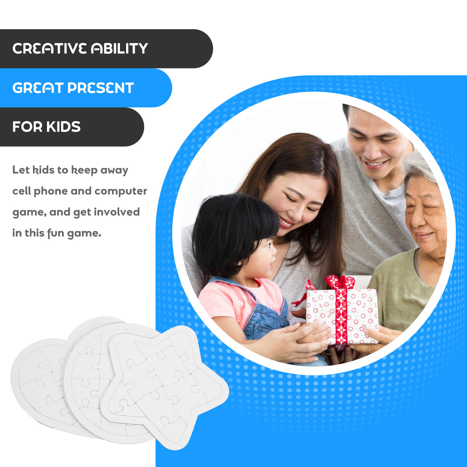6Pcs Cartoon Blank DIY Drawing - Puzzle Blank White recension och pris