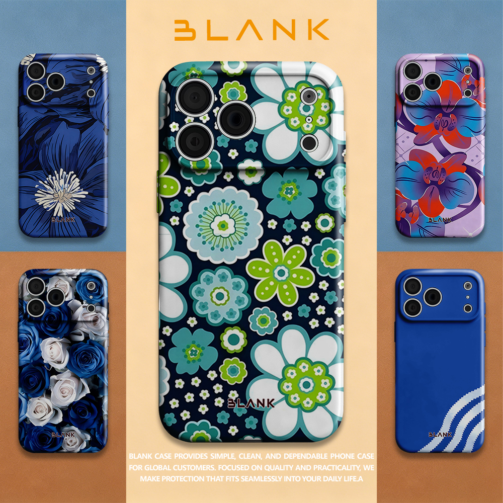 Blue and Green Floral Print Fo - Phone Case Blank Print recension och pris