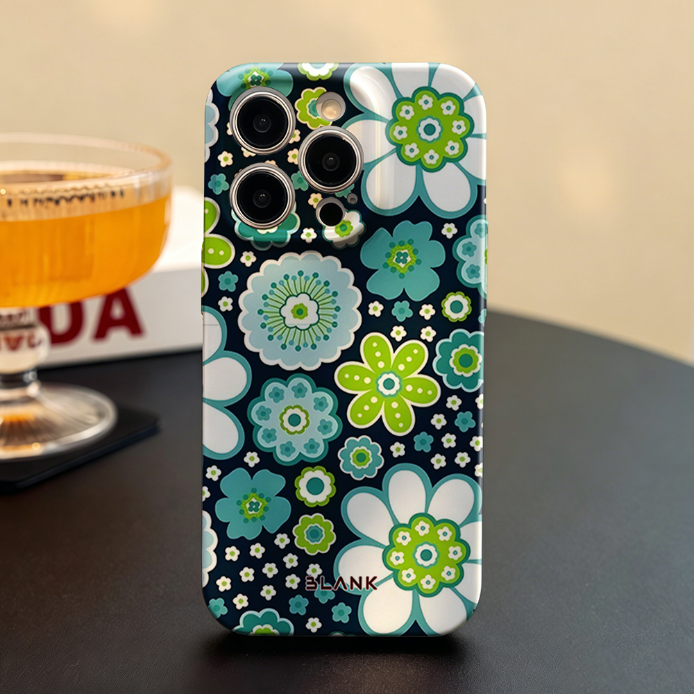 Blue and Green Floral Print Fo - Phone Case Blank Print recension och pris
