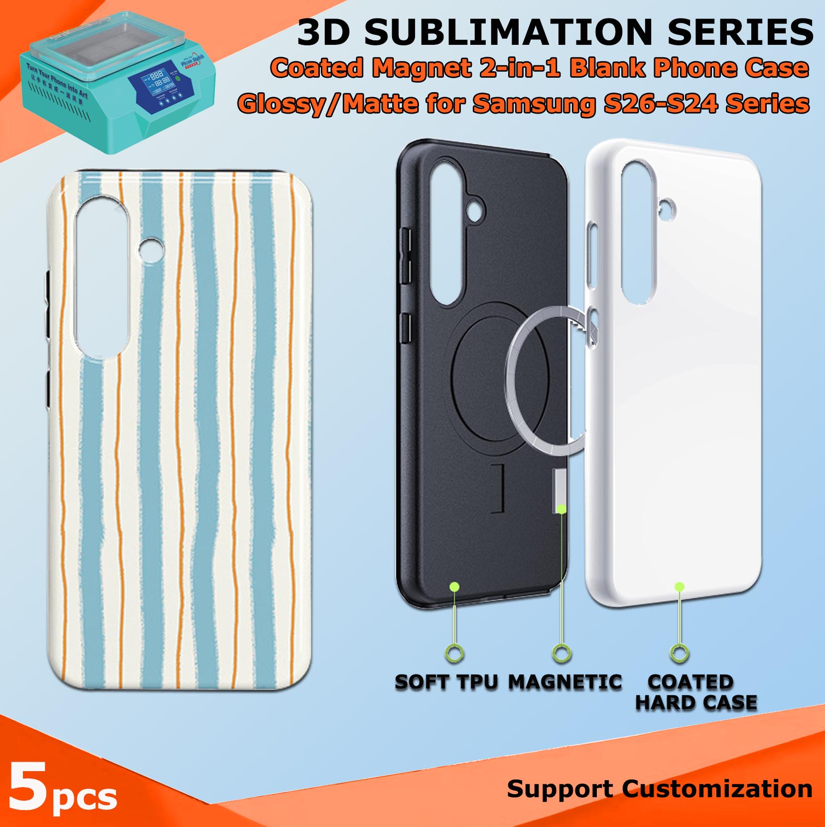 Fonlyu 5pc Coated Magnet 2 In  - Phone Case Blank Print recension och pris